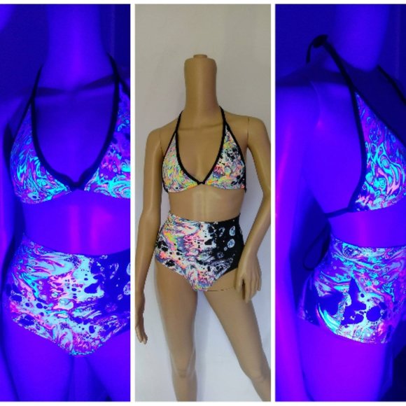 UV black light reactive Triangle top and shorts - Picture 1 of 5